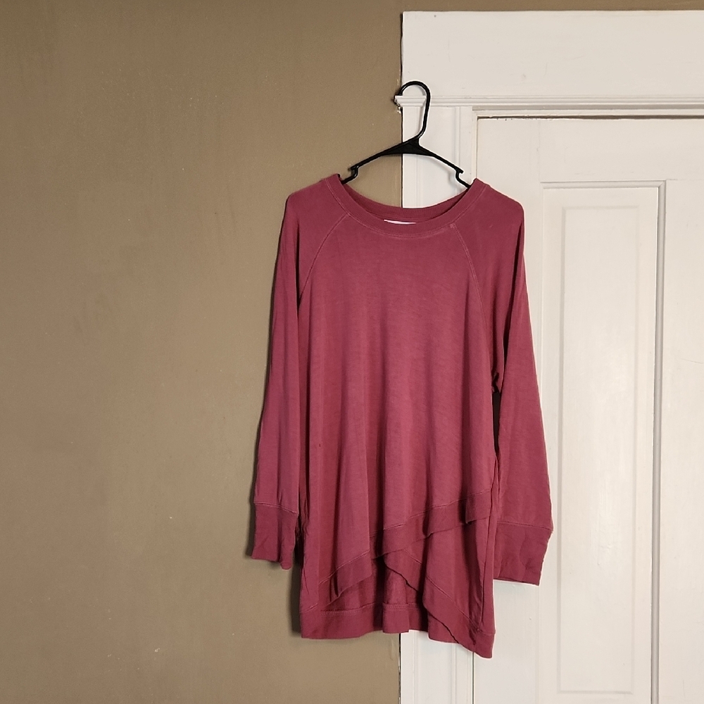 NWT Workshop Republic Clothing Pink Asymmetrical Long Sleeve Tunic